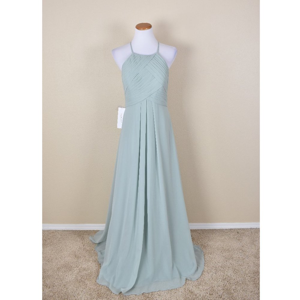 Azazie Ginger AGAVE Long Chiffon Formal Dress NEW 10